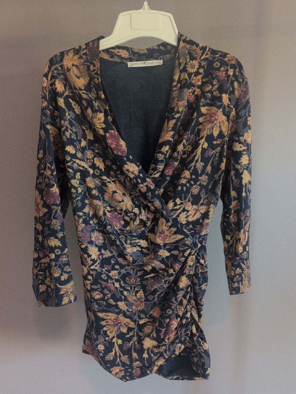 Peruvian Connection Faux Wrap Top Medium
